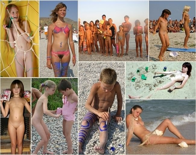 Nudism beauty photos - Young child gets painted