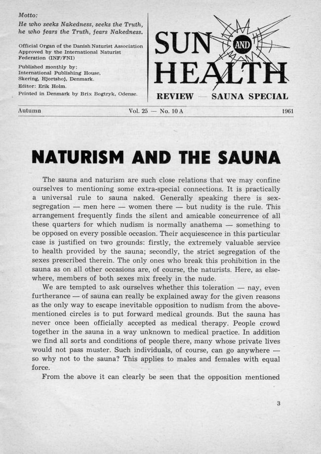 Sauna Nudism and Finnish Bath Magazine about nudism